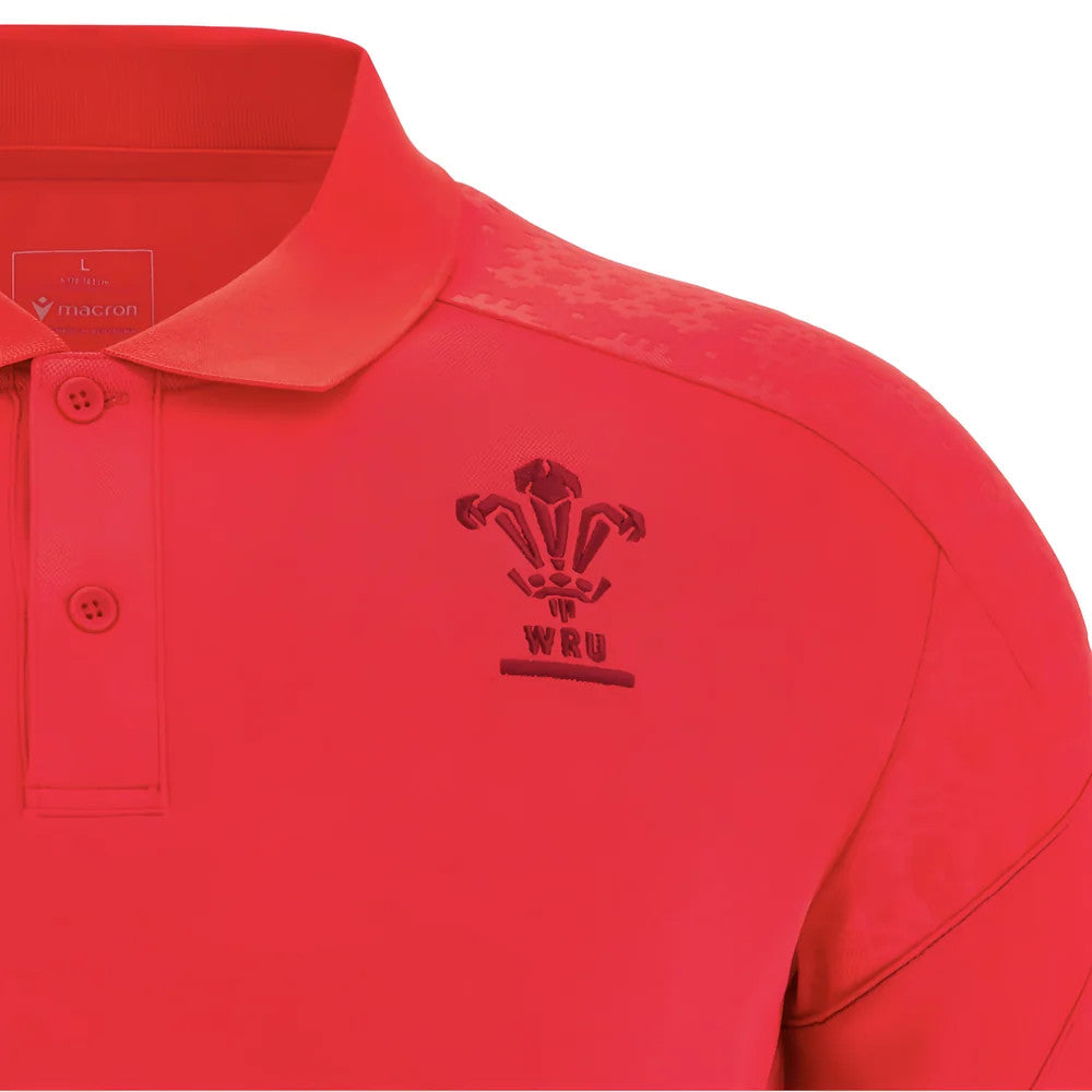 2025-2026 Wales WRU Rugby Travel Poly Polo Shirt (Red)_1