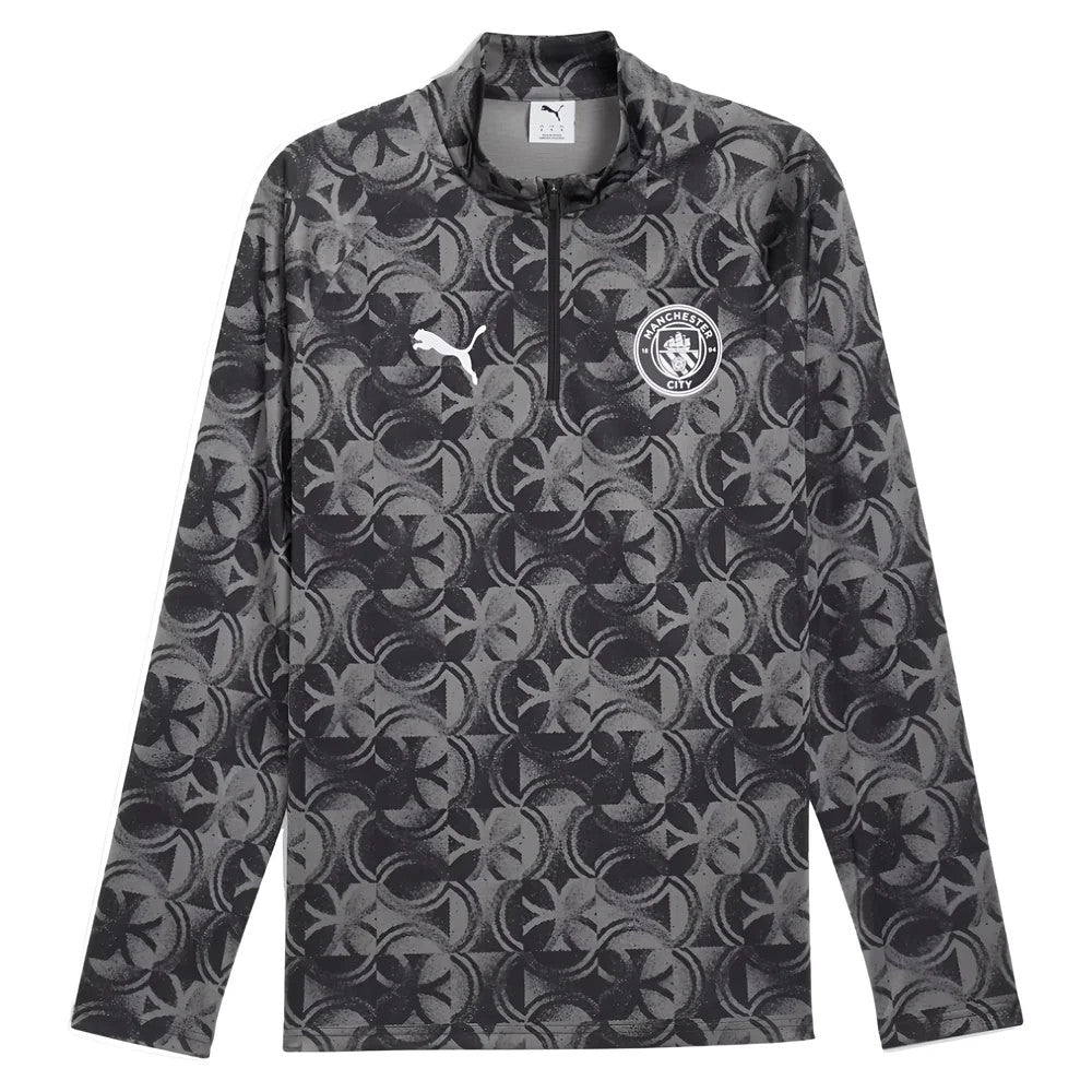 2025-2026 Man City Warm Up 1/4 Zip Top (Black)_0