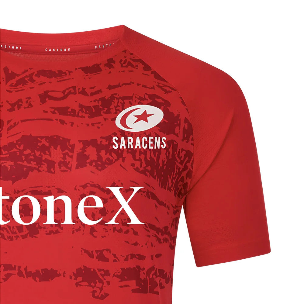 2025-2026 Saracens Pre Match Short Sleeve Tee (Red)_1