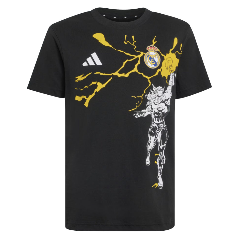 2025-2026 Real Madrid Marvel Tee (Black) - Kids_0