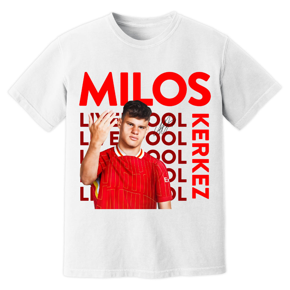 Milos Kerkez Liverpool New Signing T-Shirt (White)_0