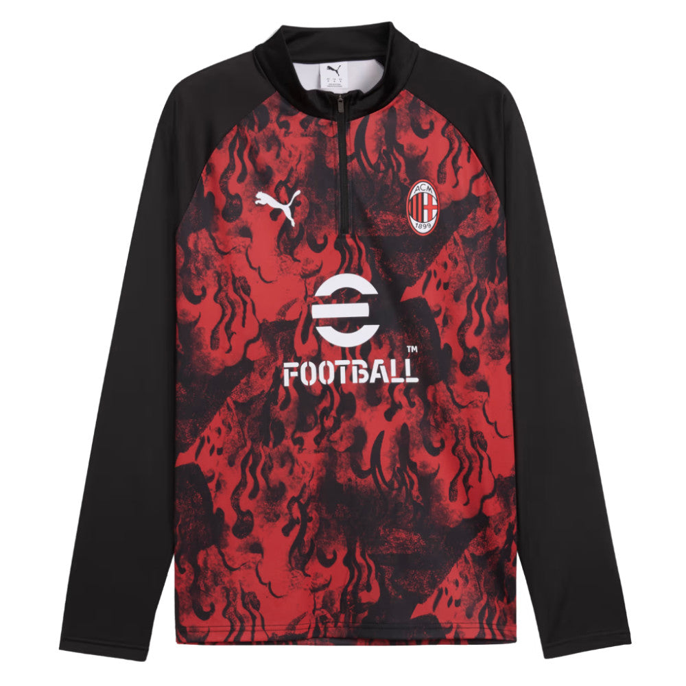 2025-2026 AC Milan Warm Up 1/4 Zip Top (Red)_0