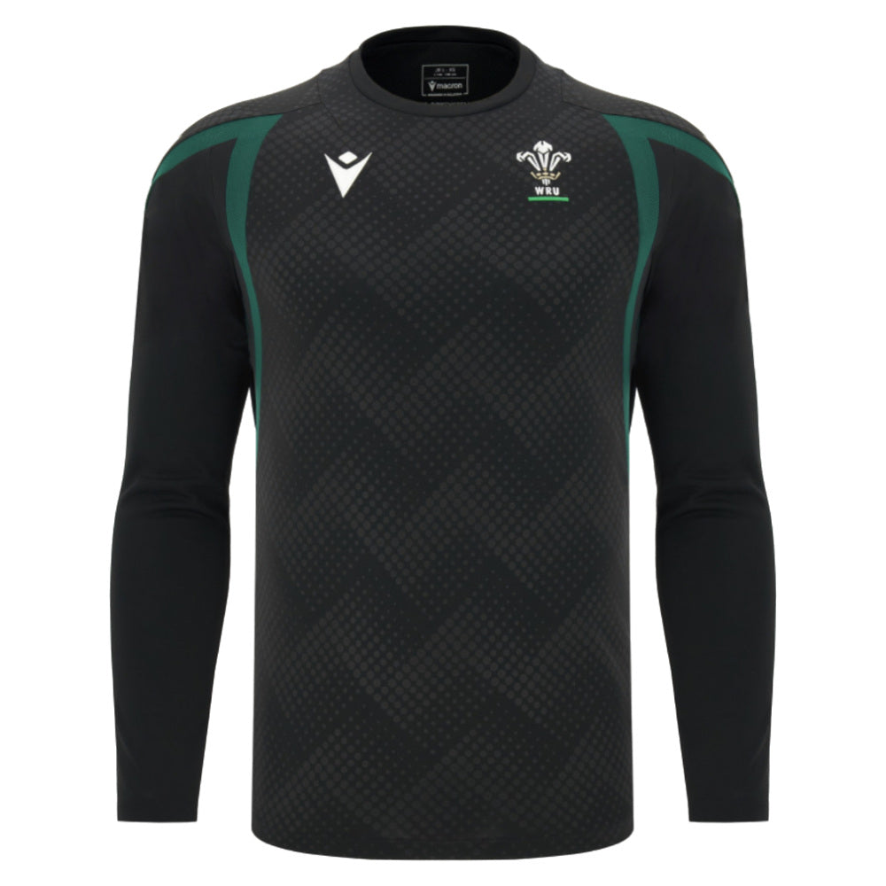 2026-2027 Wales WRU Rugby LS Training Shirt (Black) - Kids_0