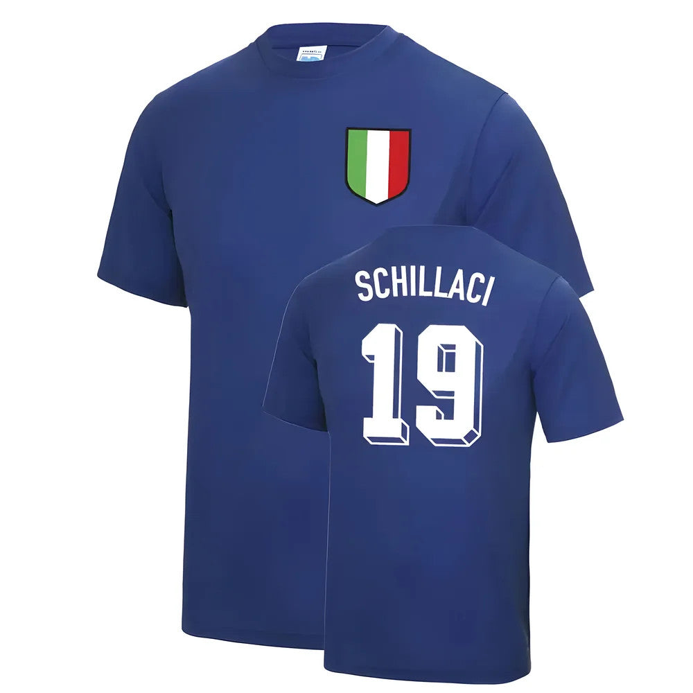 Totò Schillaci Italy World Cup Football T Shirt - Blue_0